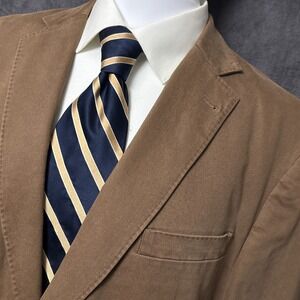 Kroon Sport Coat 42L Brown Cotton Blazer Jacket Casual Stretch Unstructured